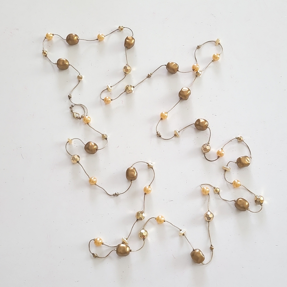 Gold and Pearl Beaded Necklace
